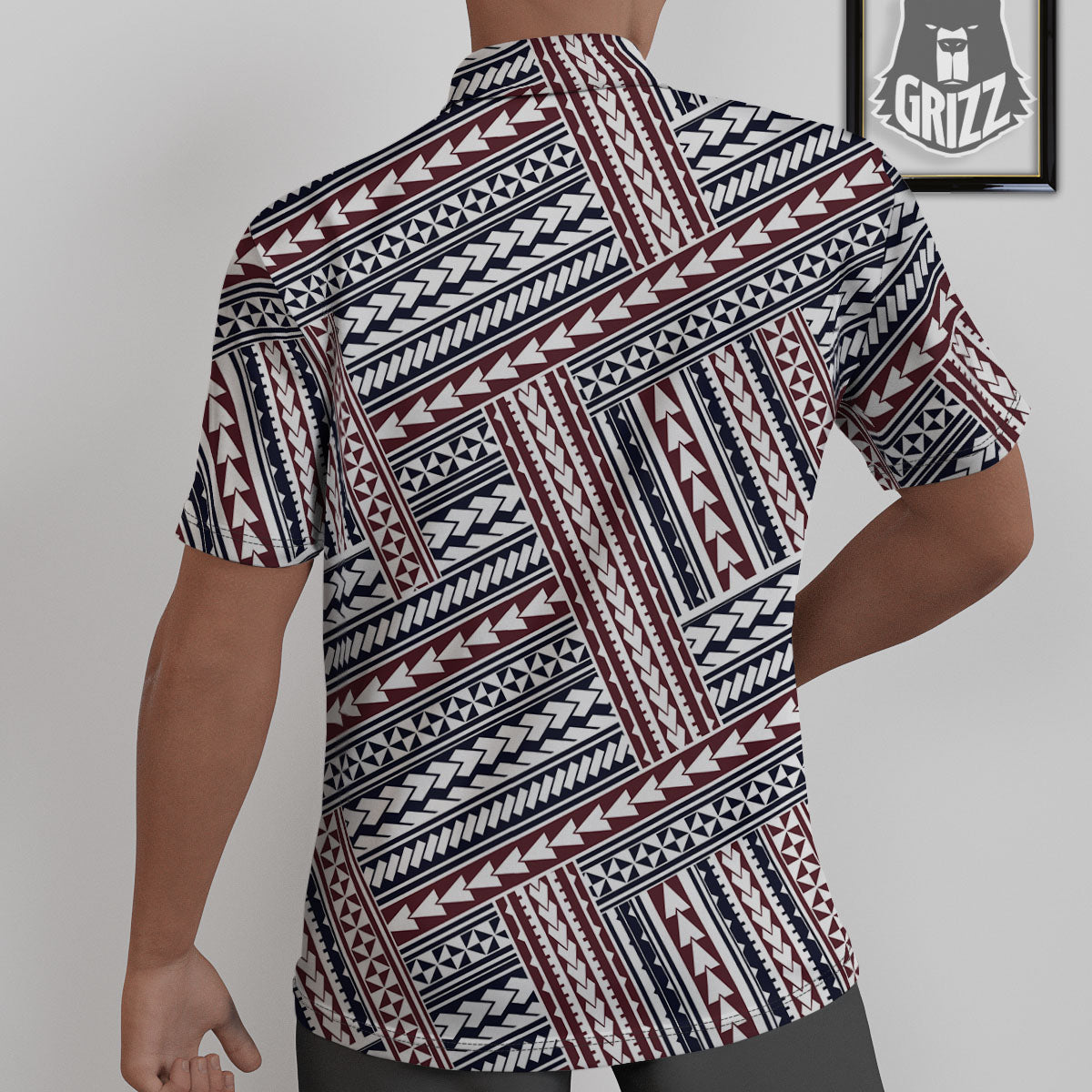 Tribal Maori Print Untucked Shirts-grizzshop