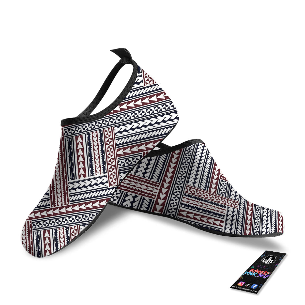 Tribal Maori Print Water Shoes-grizzshop