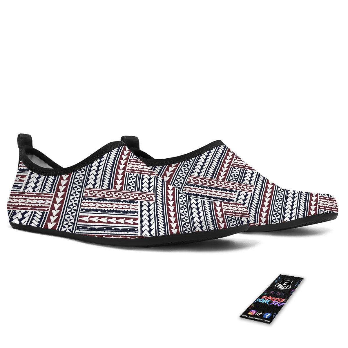 Tribal Maori Print Water Shoes-grizzshop