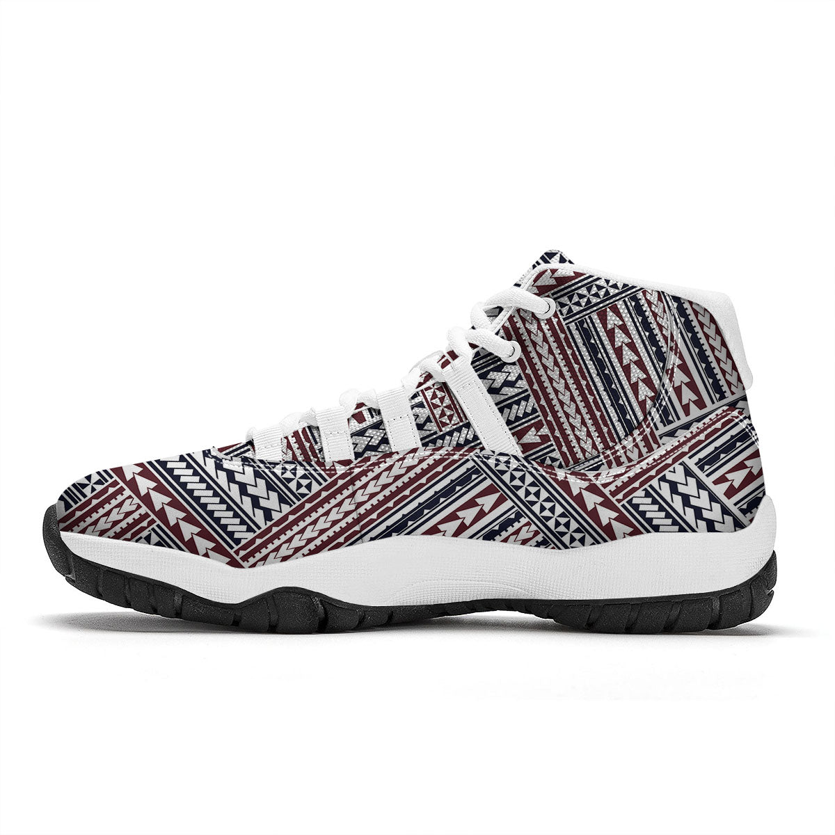 Tribal Maori Print White Bball Shoes-grizzshop