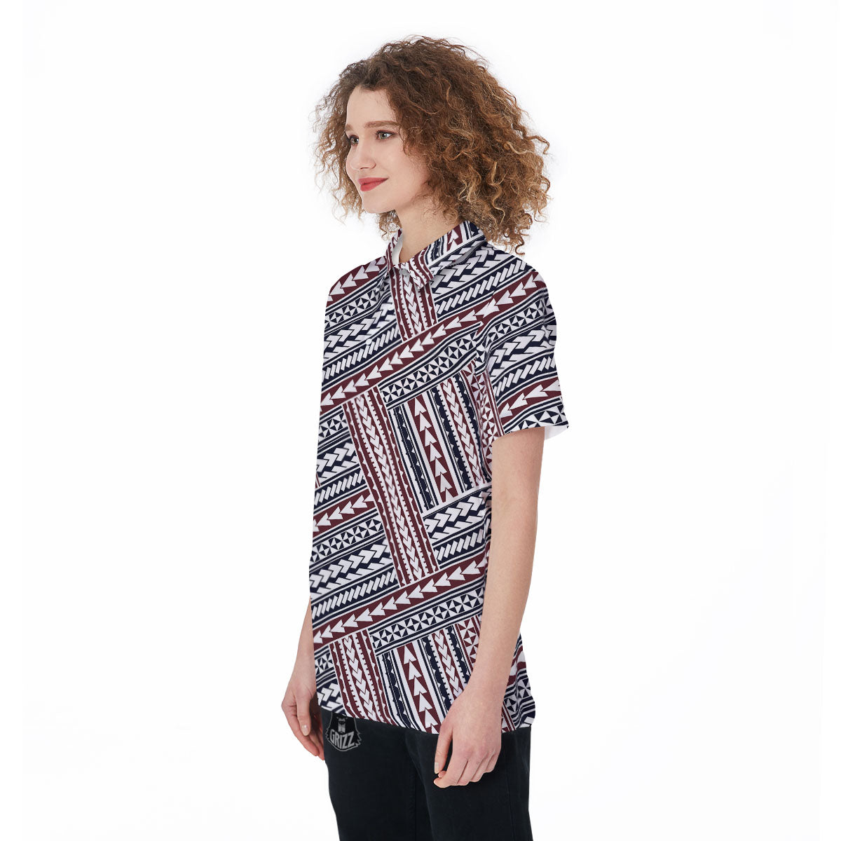 Tribal Maori Print Women's Golf Shirts-grizzshop