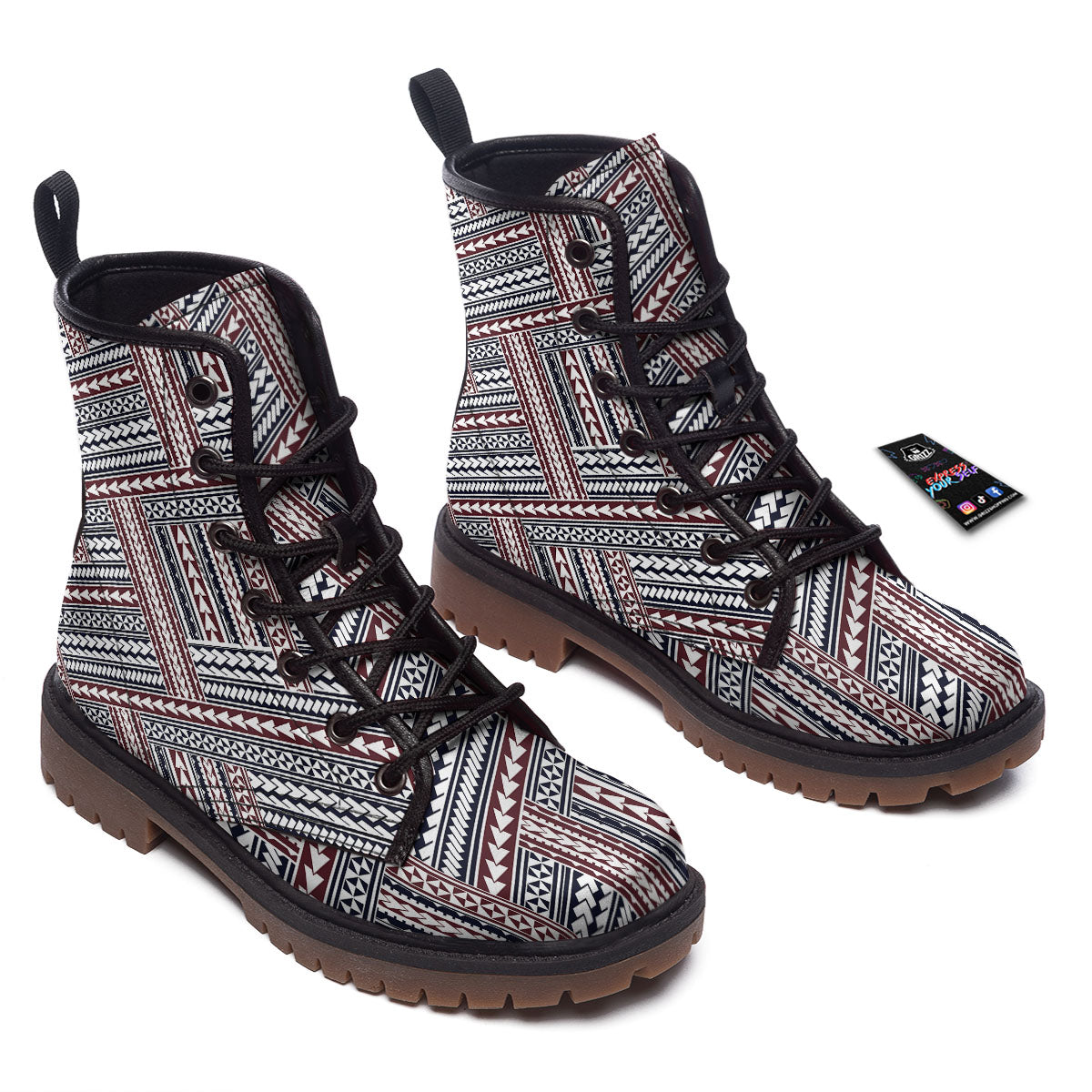 Tribal Maori Print Work Boots-grizzshop