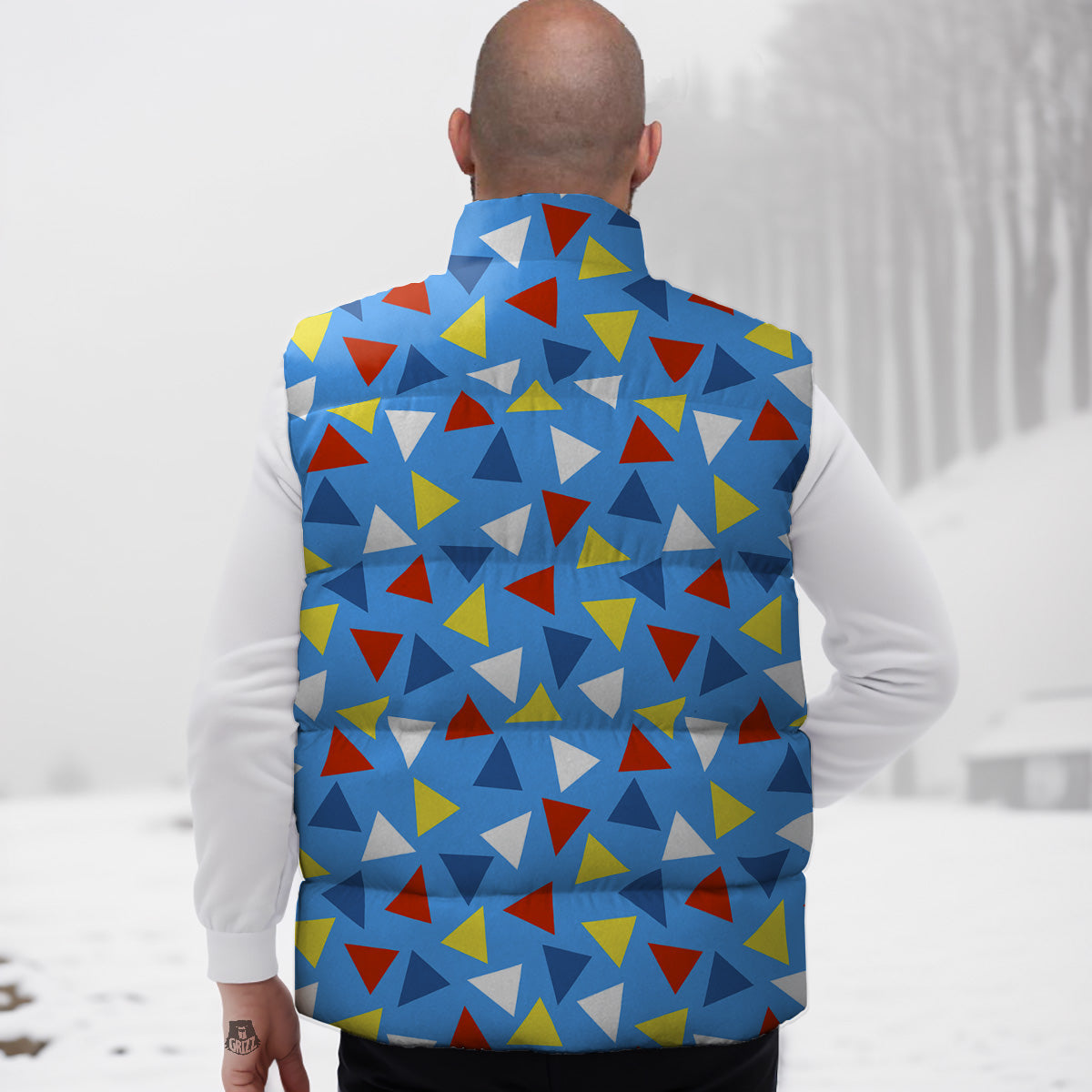 Triangle Autism Awareness Color Print Pattern Down Vest