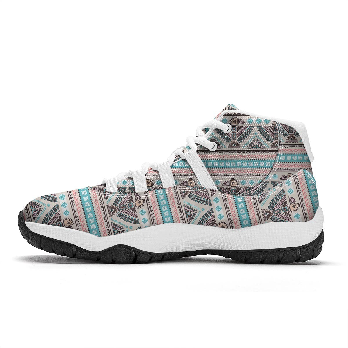Tribal Native Indians American Aztec Navajo Print White Bball Shoes-grizzshop