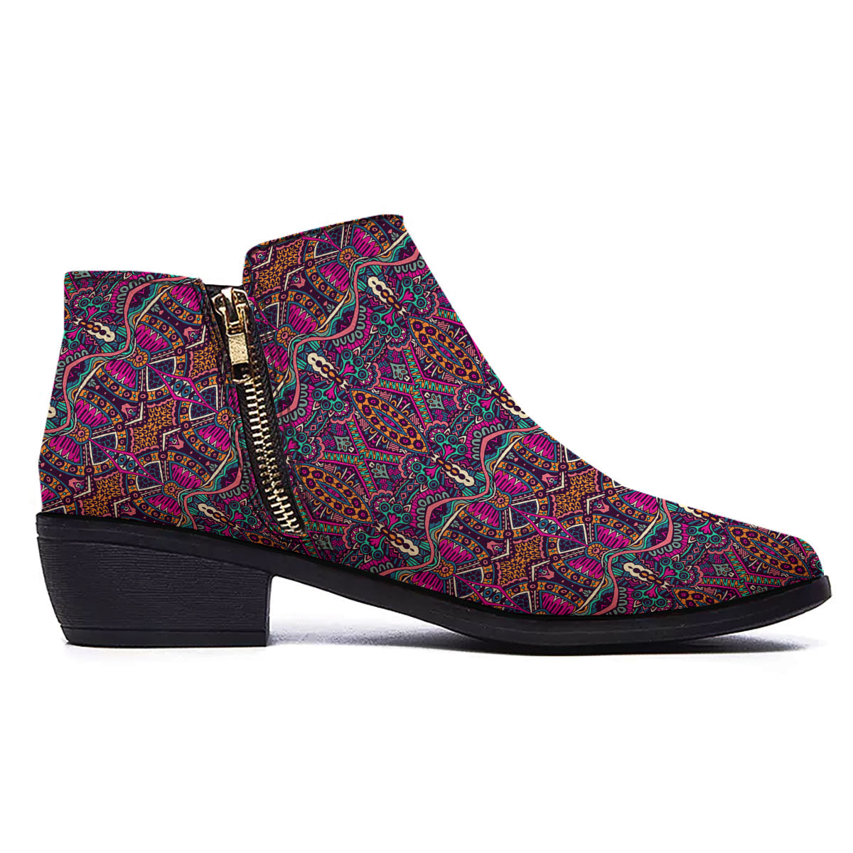Tribal Native Purple Print Pattern Ankle Boots-grizzshop