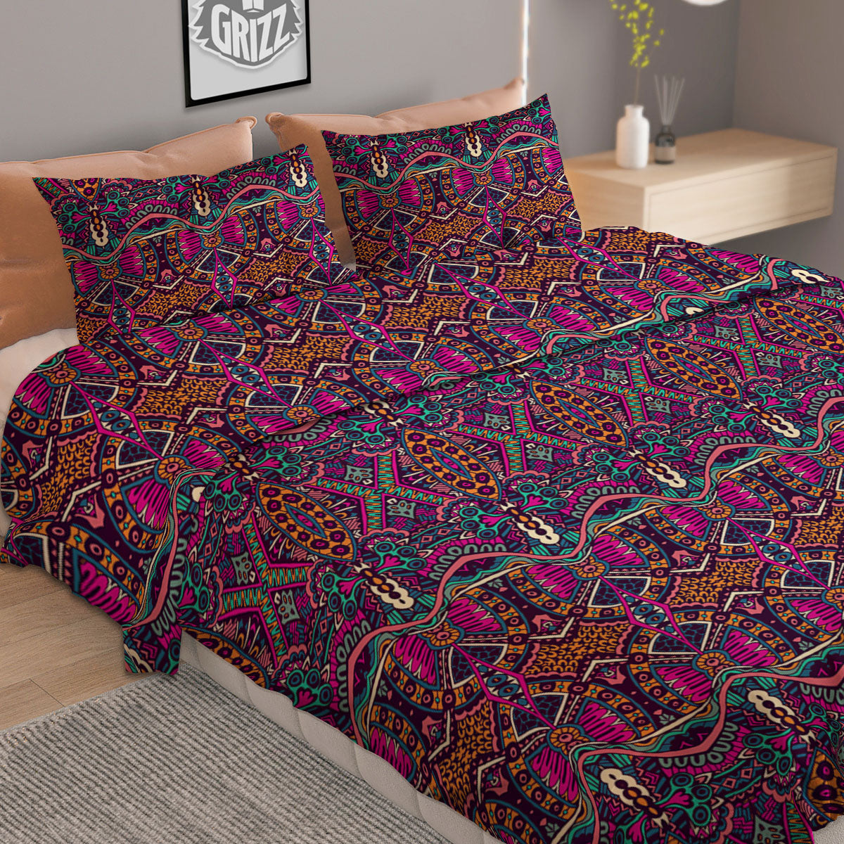Tropical Zig Zag Print Pattern Duvet Cover Bedding Set