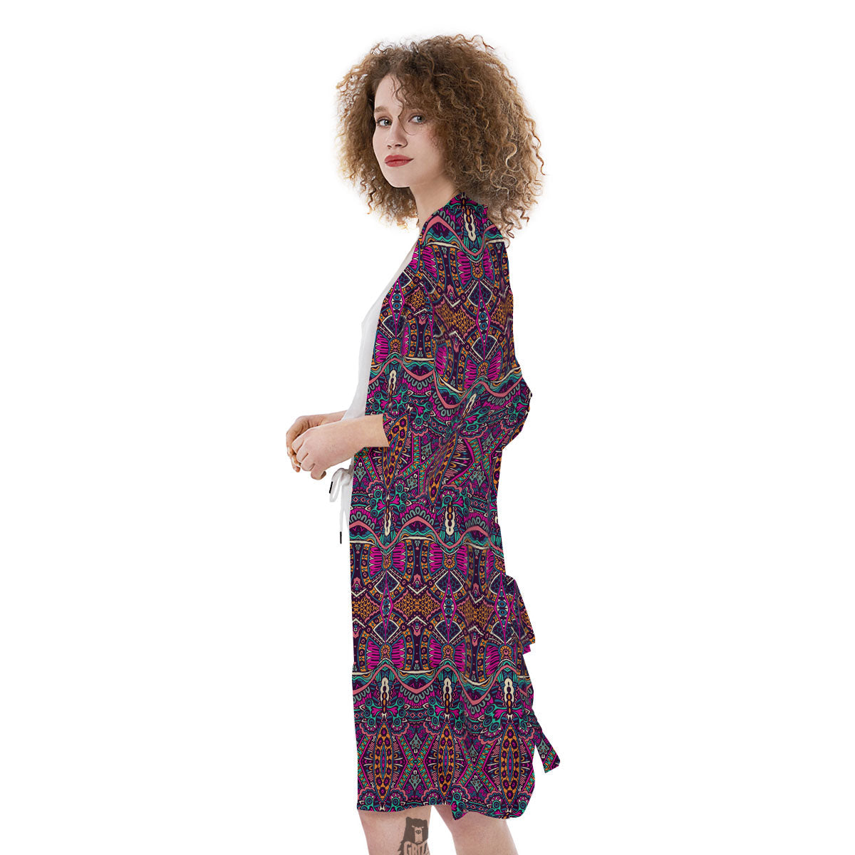 Tribal Native Purple Print Pattern Kimono-grizzshop