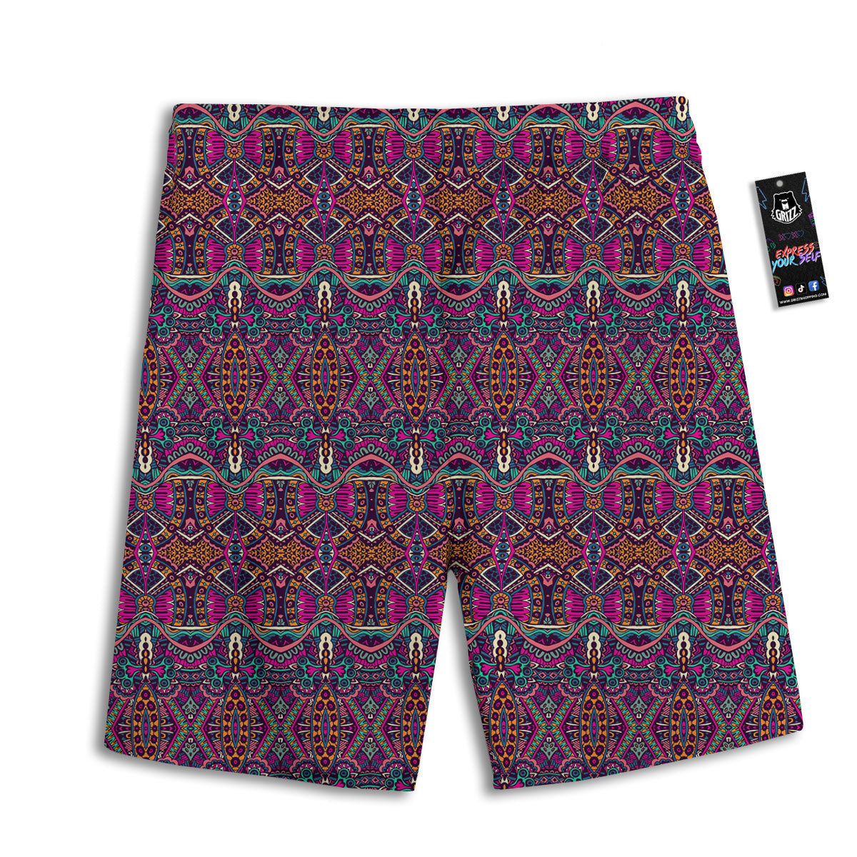 Tribal Native Purple Print Pattern Men's Athletic Shorts