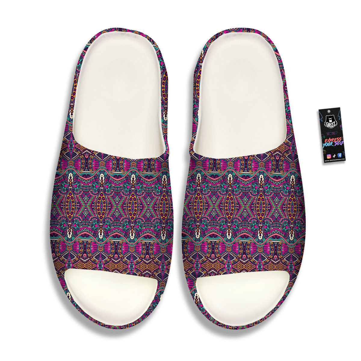 Tribal Native Purple Print Pattern Sandals-grizzshop