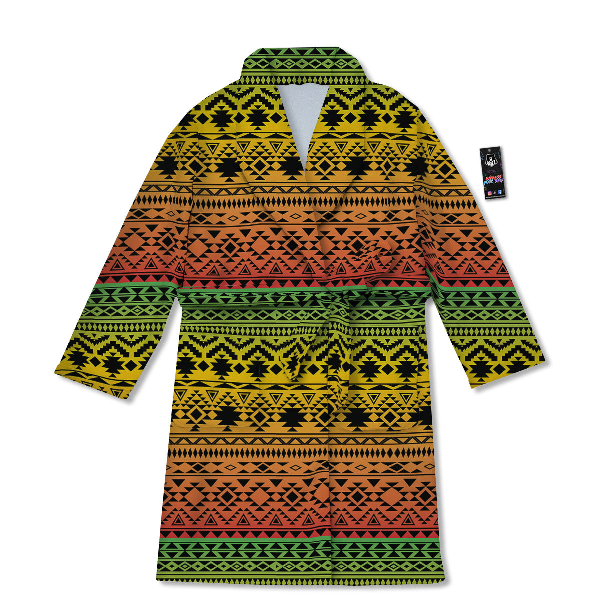 Tribal Rasta Print Pattern Bathrobe-grizzshop