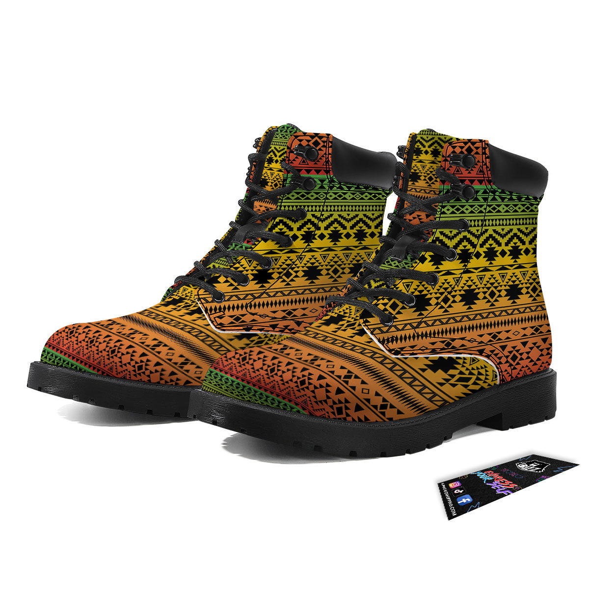 Tribal Rasta Print Pattern Boots-grizzshop