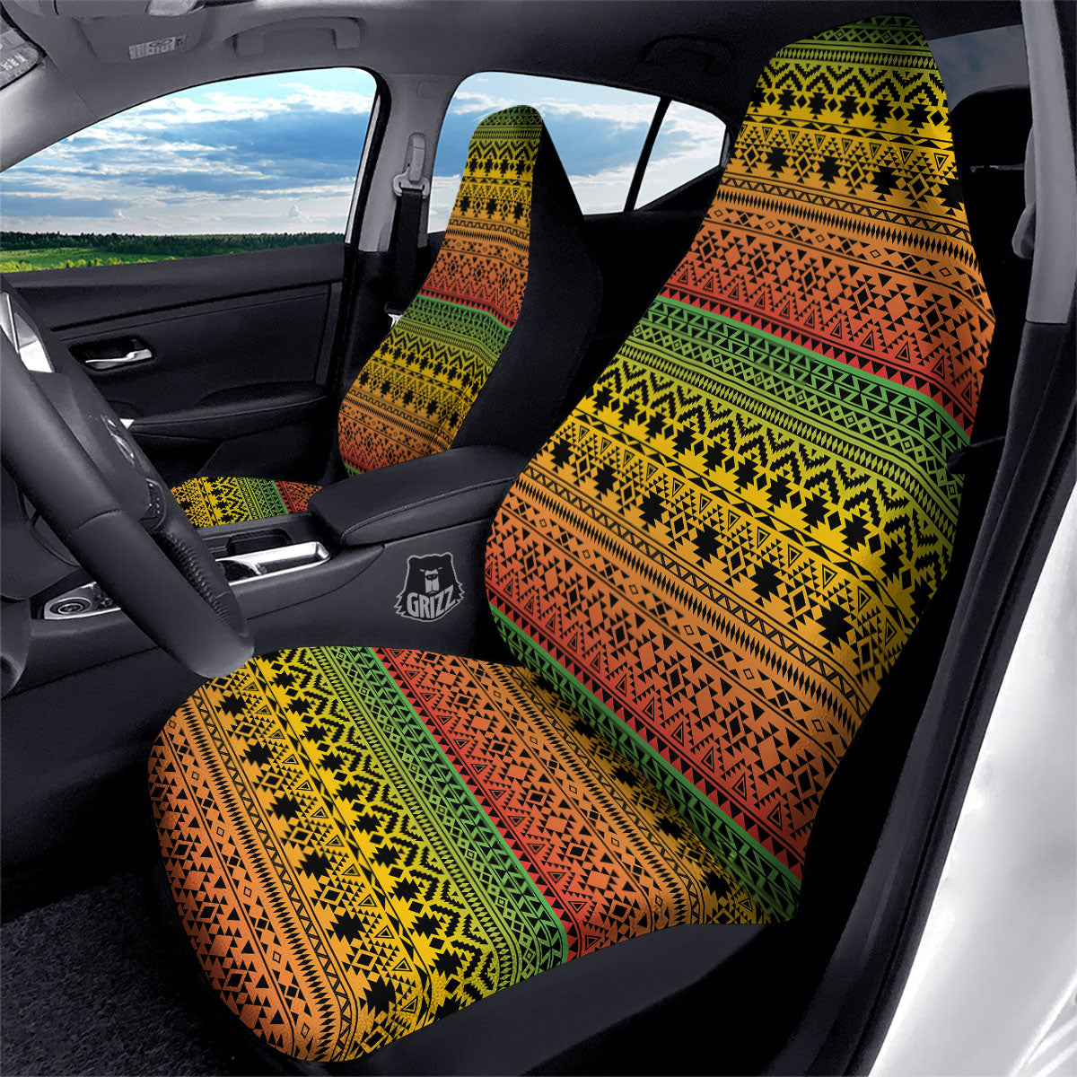 Tribal Rasta Print Pattern Car Seat Covers-grizzshop
