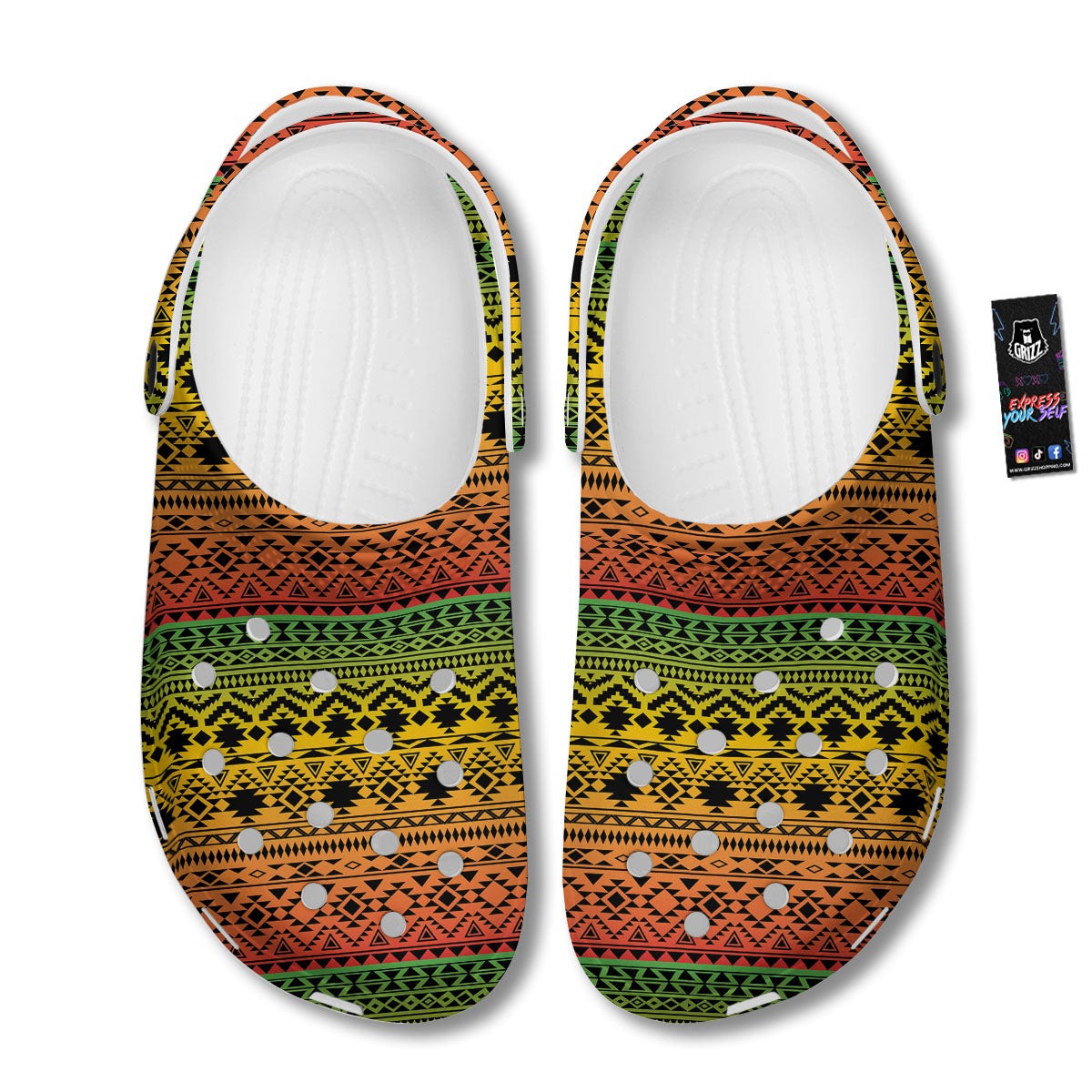 Tribal Rasta Print Pattern Clog-grizzshop