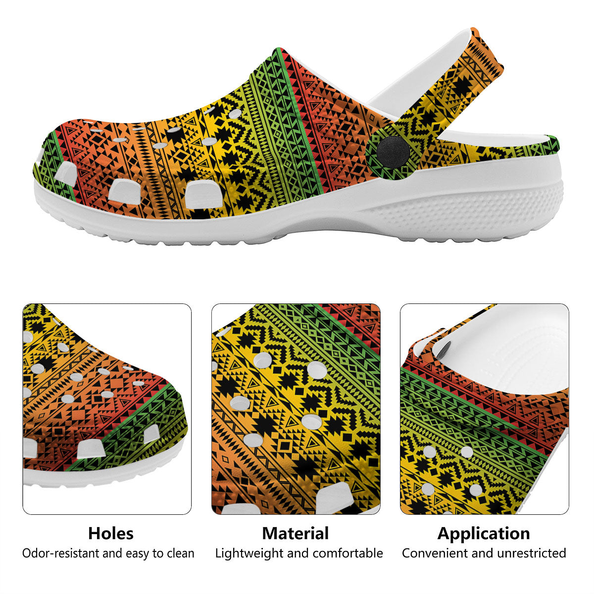 Tribal Rasta Print Pattern Clog-grizzshop