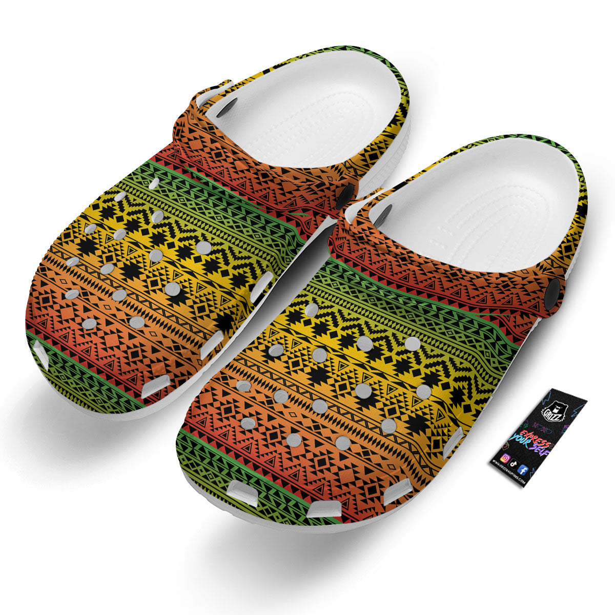 Tribal Rasta Print Pattern Clog-grizzshop