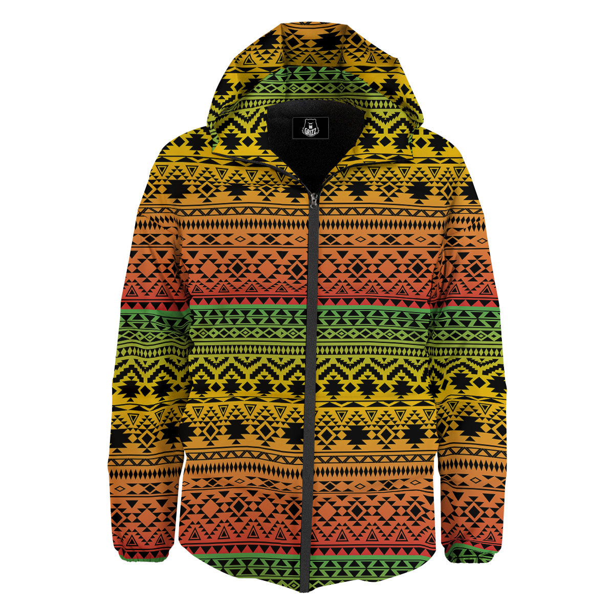 Tribal Rasta Print Pattern Down Jacket-grizzshop