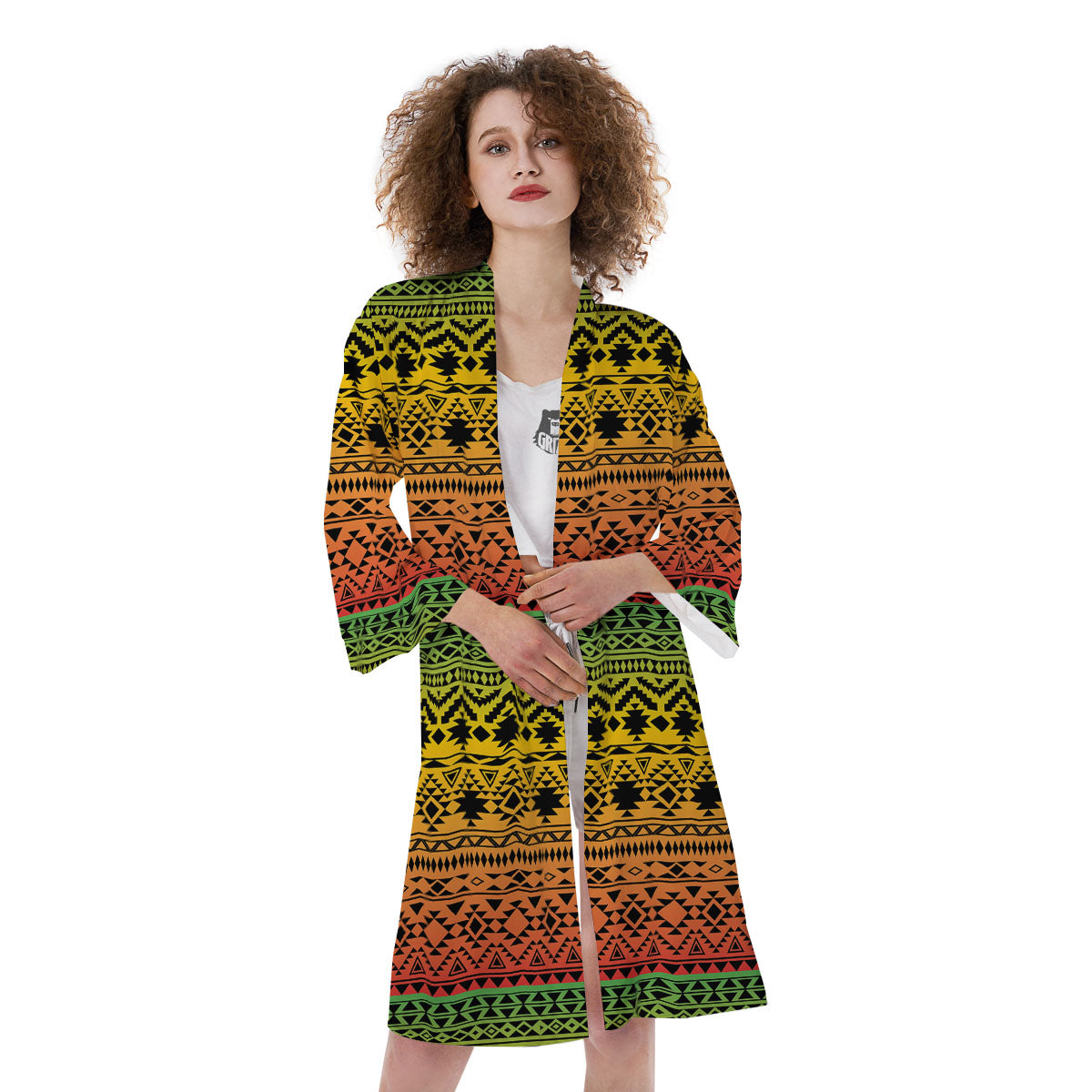 Tribal Rasta Print Pattern Kimono-grizzshop
