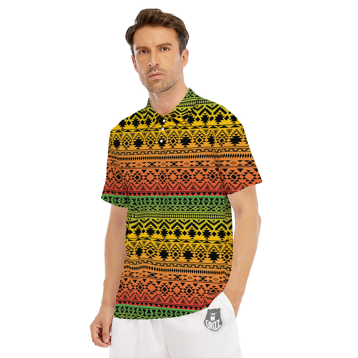 Tribal Rasta Print Pattern Men's Golf Shirts-grizzshop