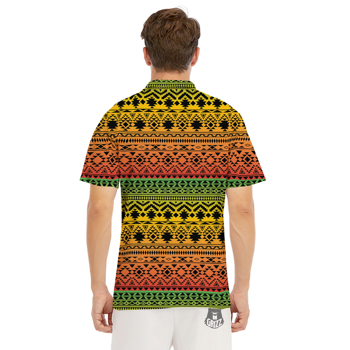 Tribal Rasta Print Pattern Men's Golf Shirts-grizzshop