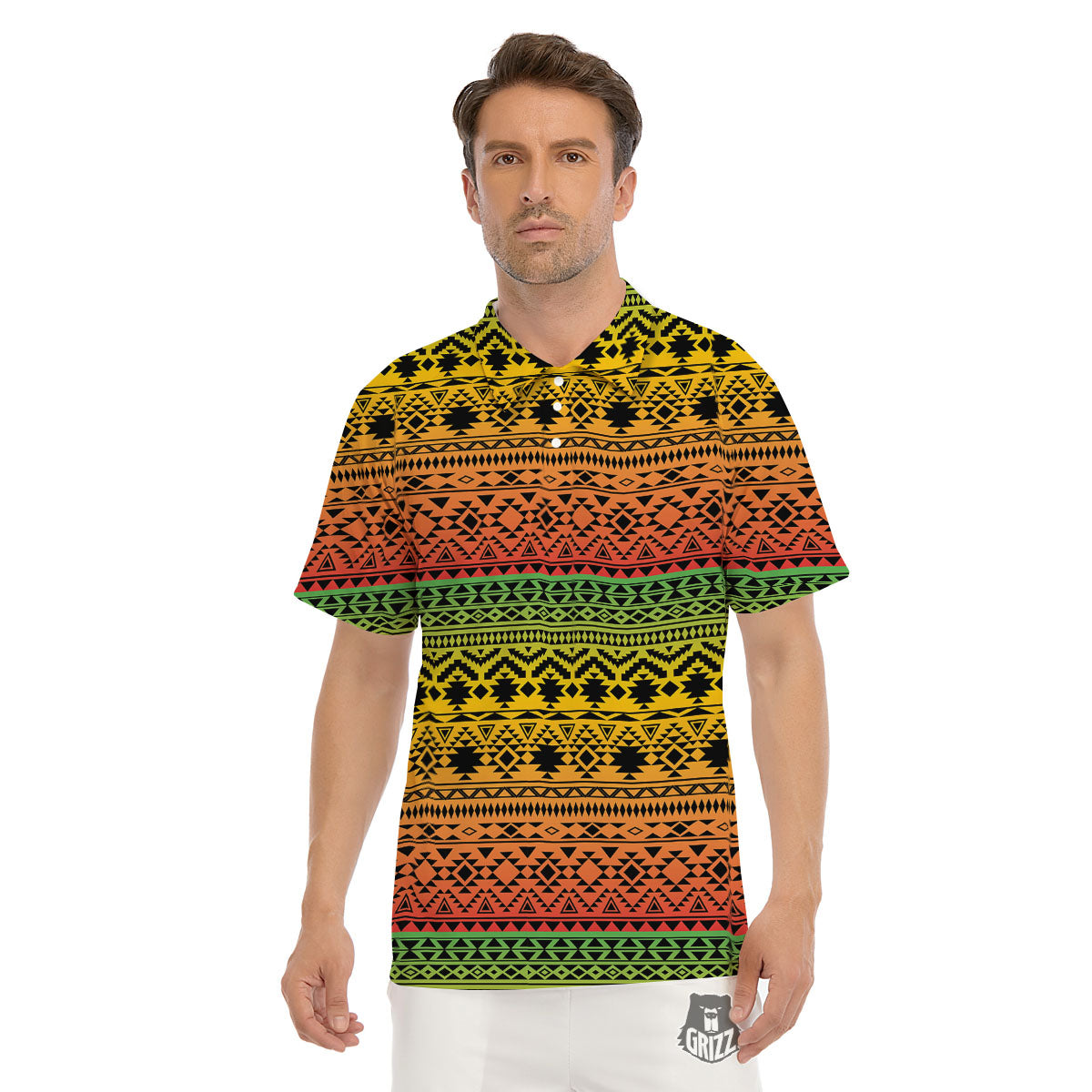 Tribal Rasta Print Pattern Men's Golf Shirts-grizzshop