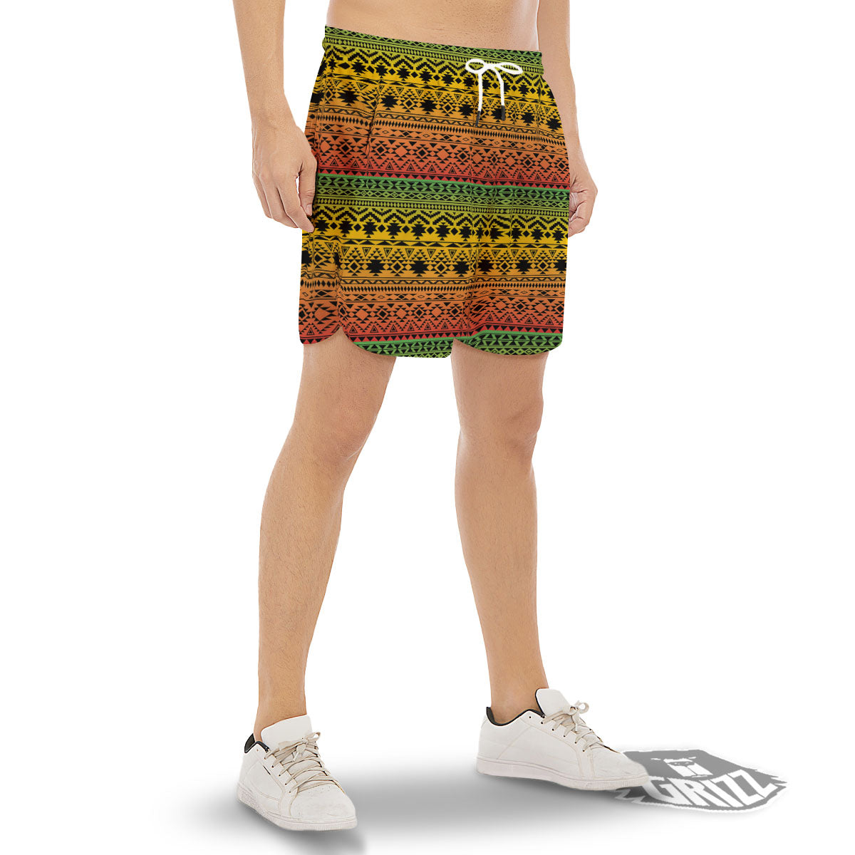 Tribal Rasta Print Pattern Men's Gym Shorts-grizzshop