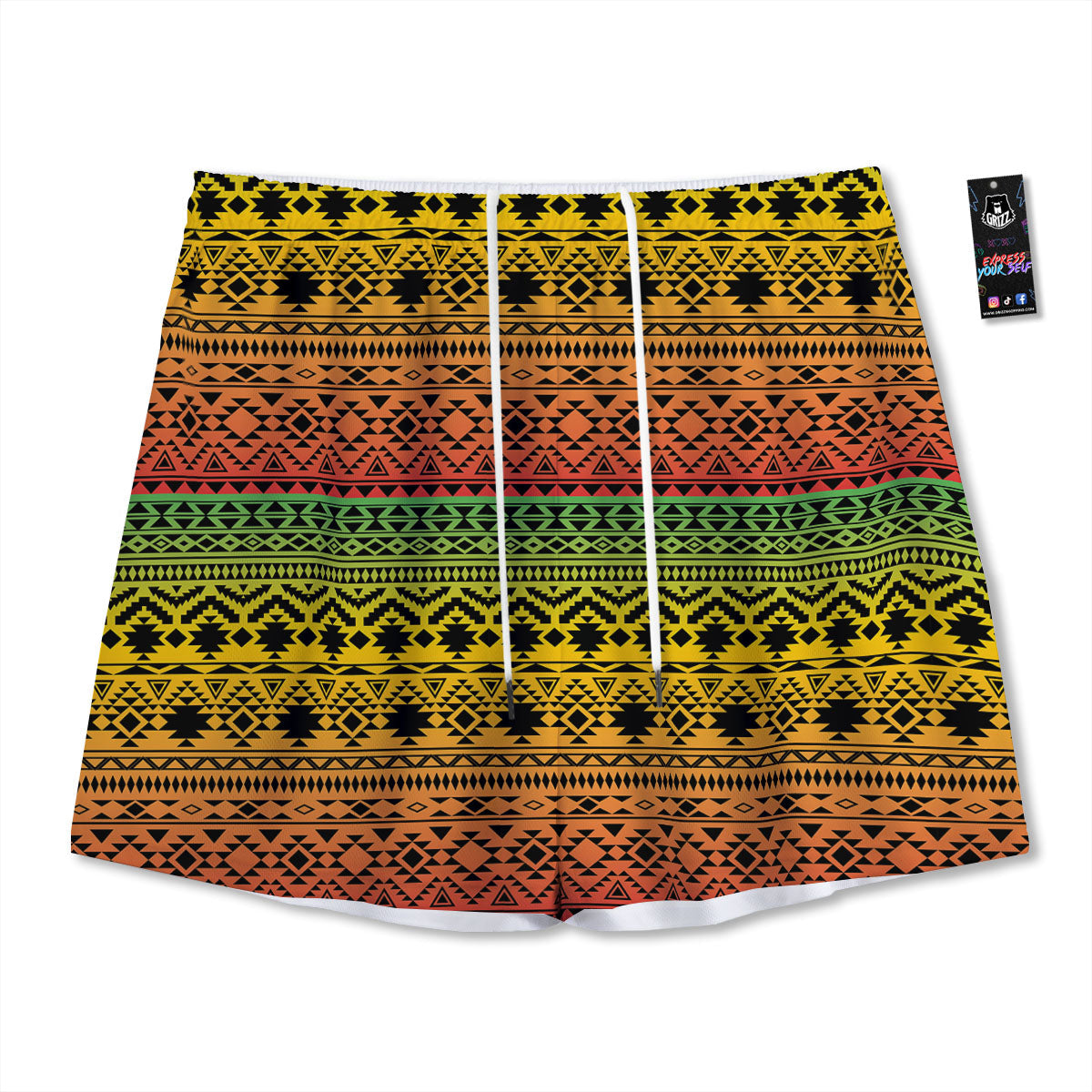 Tribal Rasta Print Pattern Mesh Shorts