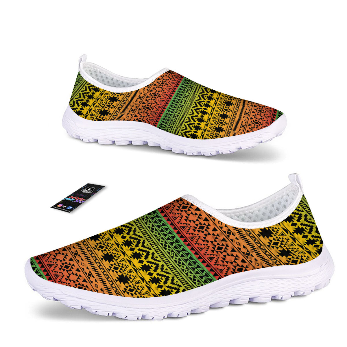 Tribal Rasta Print Pattern Nurse Shoes-grizzshop