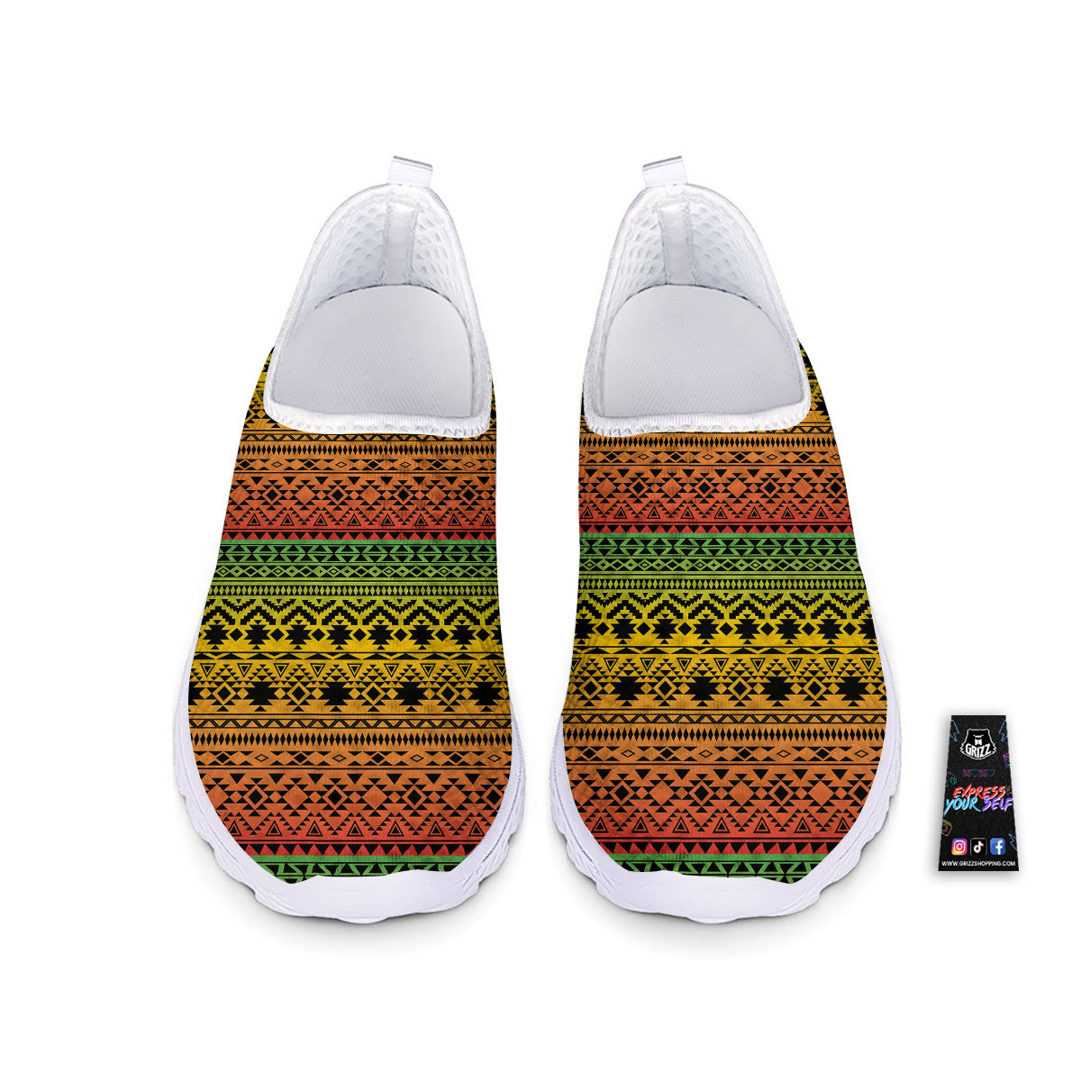 Tribal Rasta Print Pattern Nurse Shoes-grizzshop
