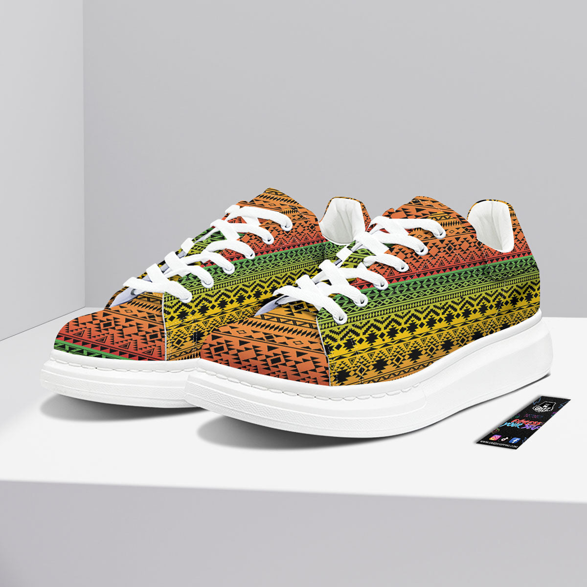 Tribal Rasta Print Pattern Platform Shoes-grizzshop