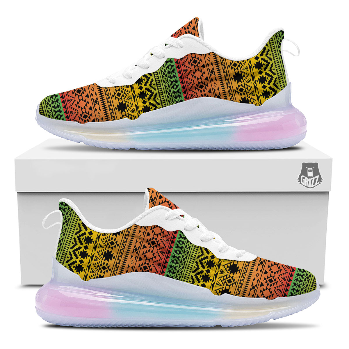 Tribal Rasta Print Pattern Running Sneakers-grizzshop