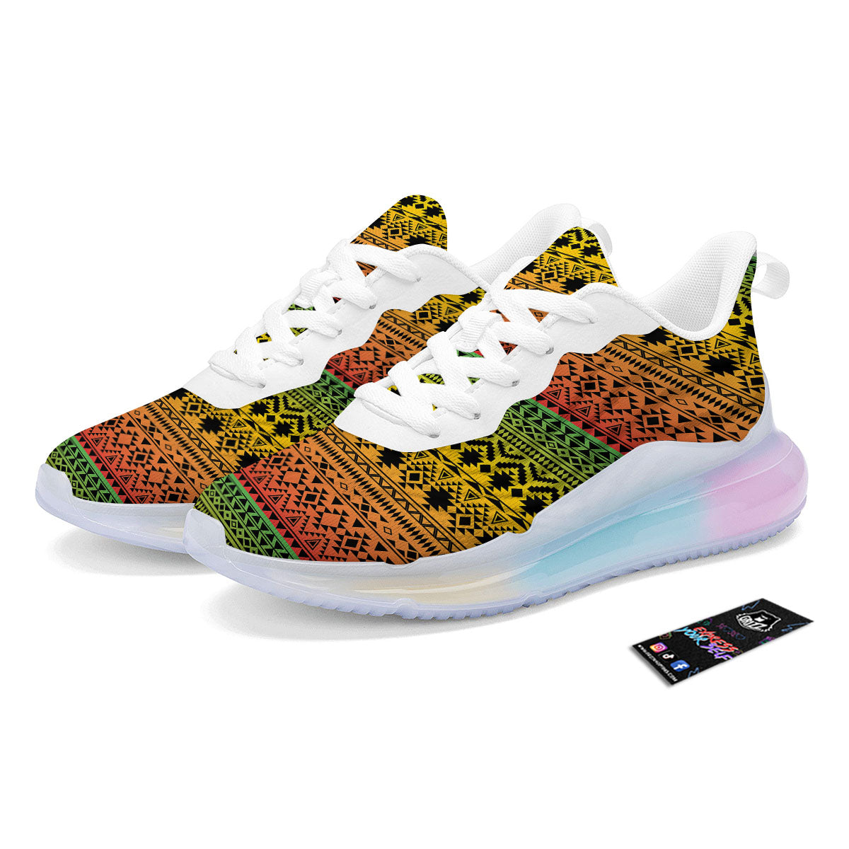 Tribal Rasta Print Pattern Running Sneakers-grizzshop