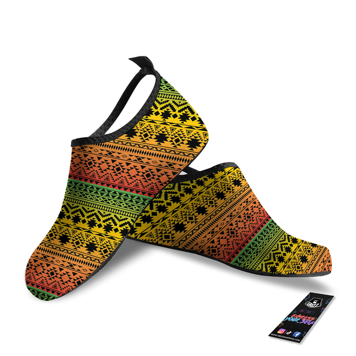 Tribal Rasta Print Pattern Water Shoes-grizzshop