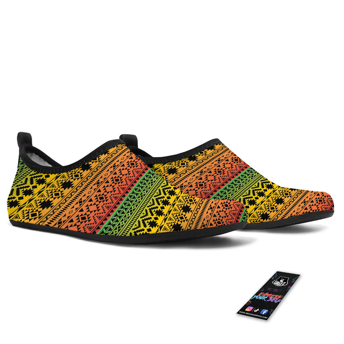 Tribal Rasta Print Pattern Water Shoes-grizzshop
