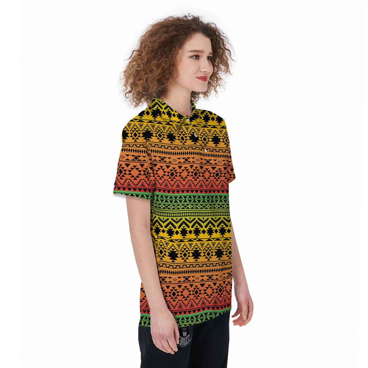 Tribal Rasta Print Pattern Women's Golf Shirts-grizzshop