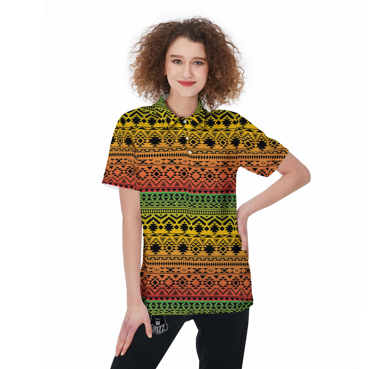 Tribal Rasta Print Pattern Women's Golf Shirts-grizzshop