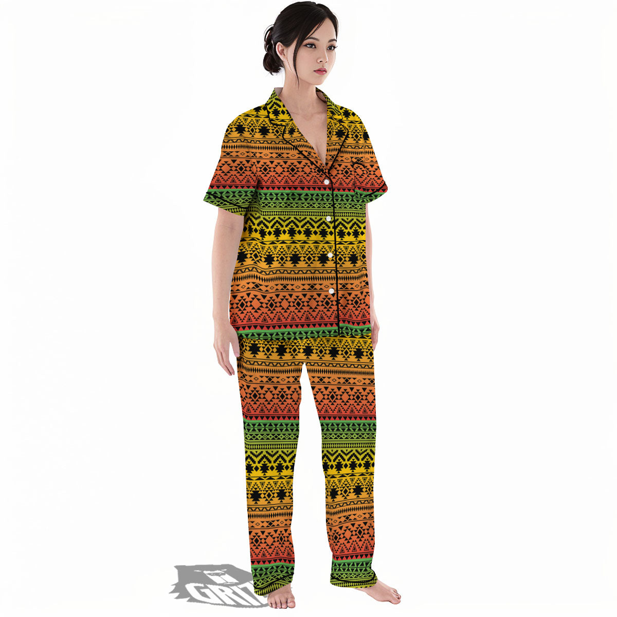 Tribal Rasta Print Pattern Women's Pajamas Set-grizzshop