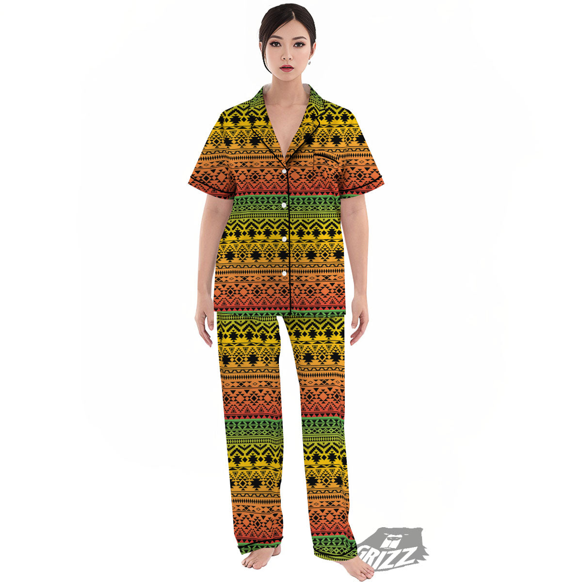 Tribal Rasta Print Pattern Women's Pajamas Set-grizzshop