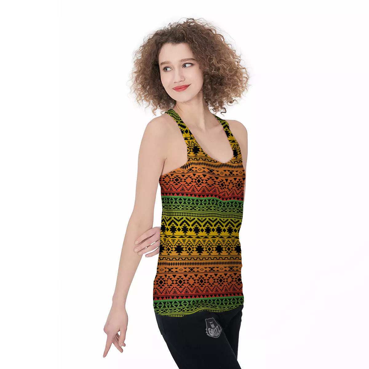 Tribal Rasta Print Pattern Women's Racerback Tank Top-grizzshop