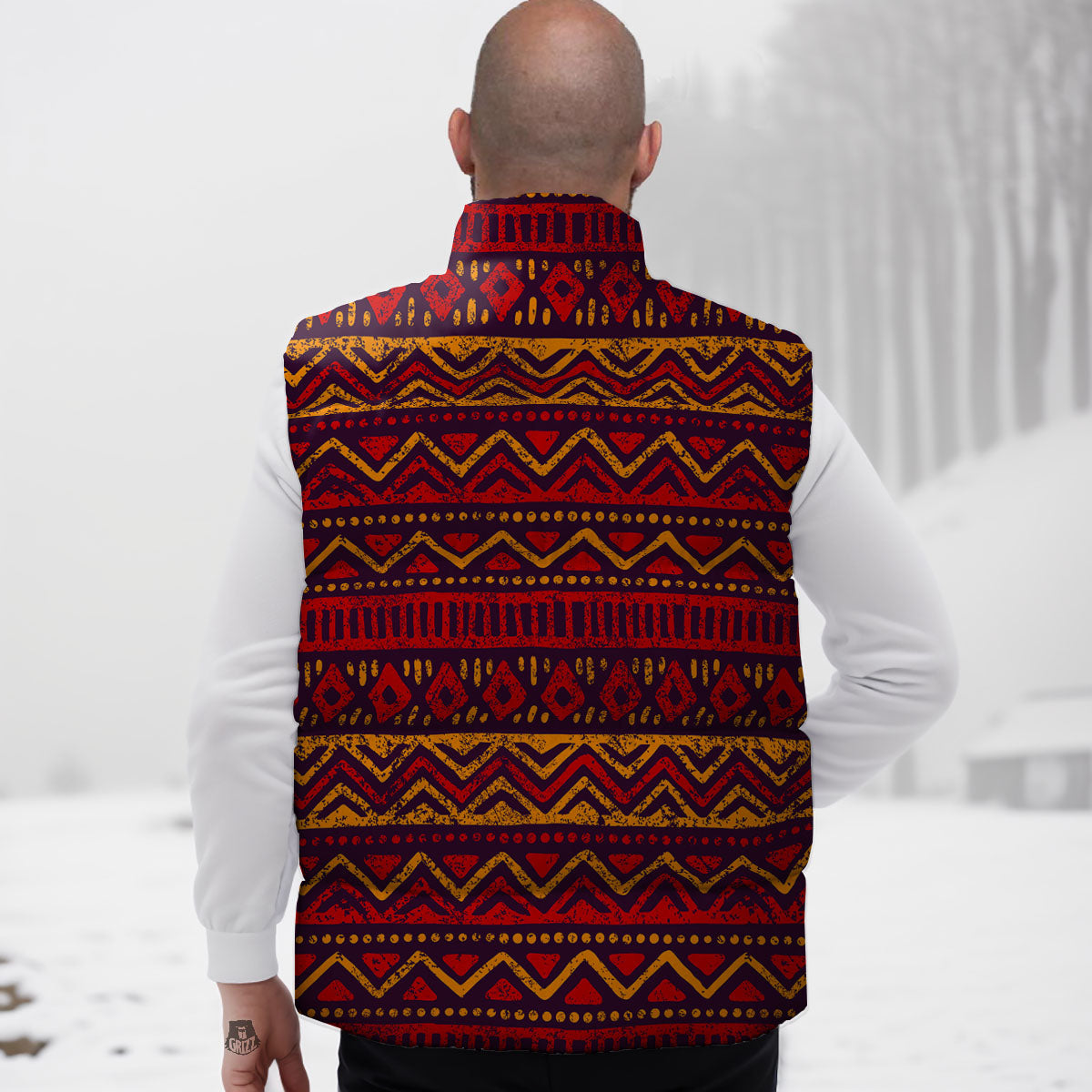 Tribal Red African Print Pattern Down Vest