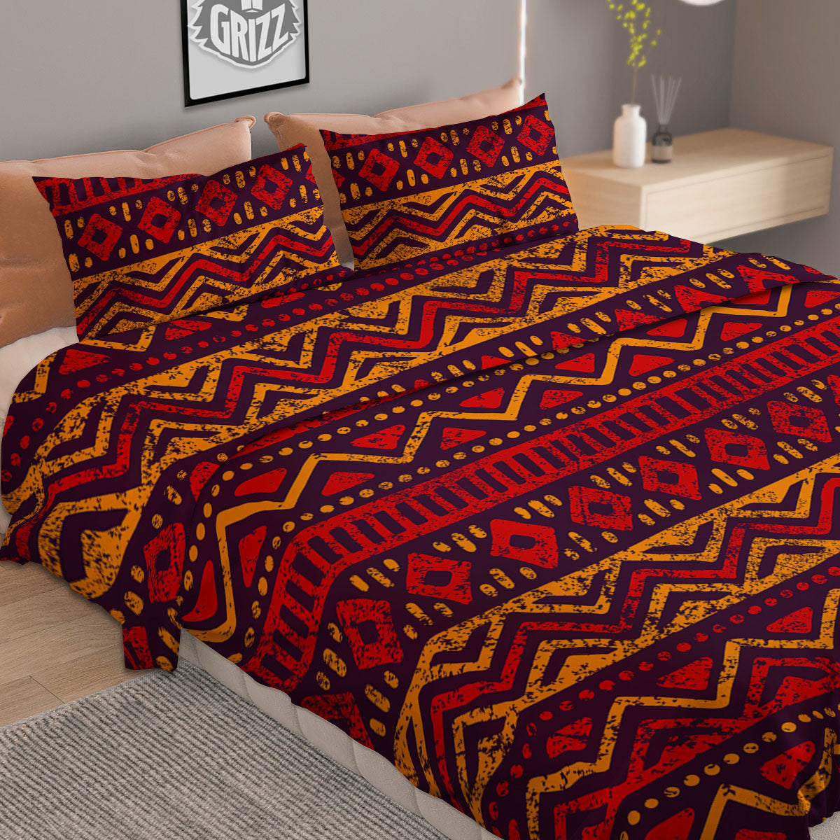 Tulip Purple And White Print Pattern Duvet Cover Bedding Set