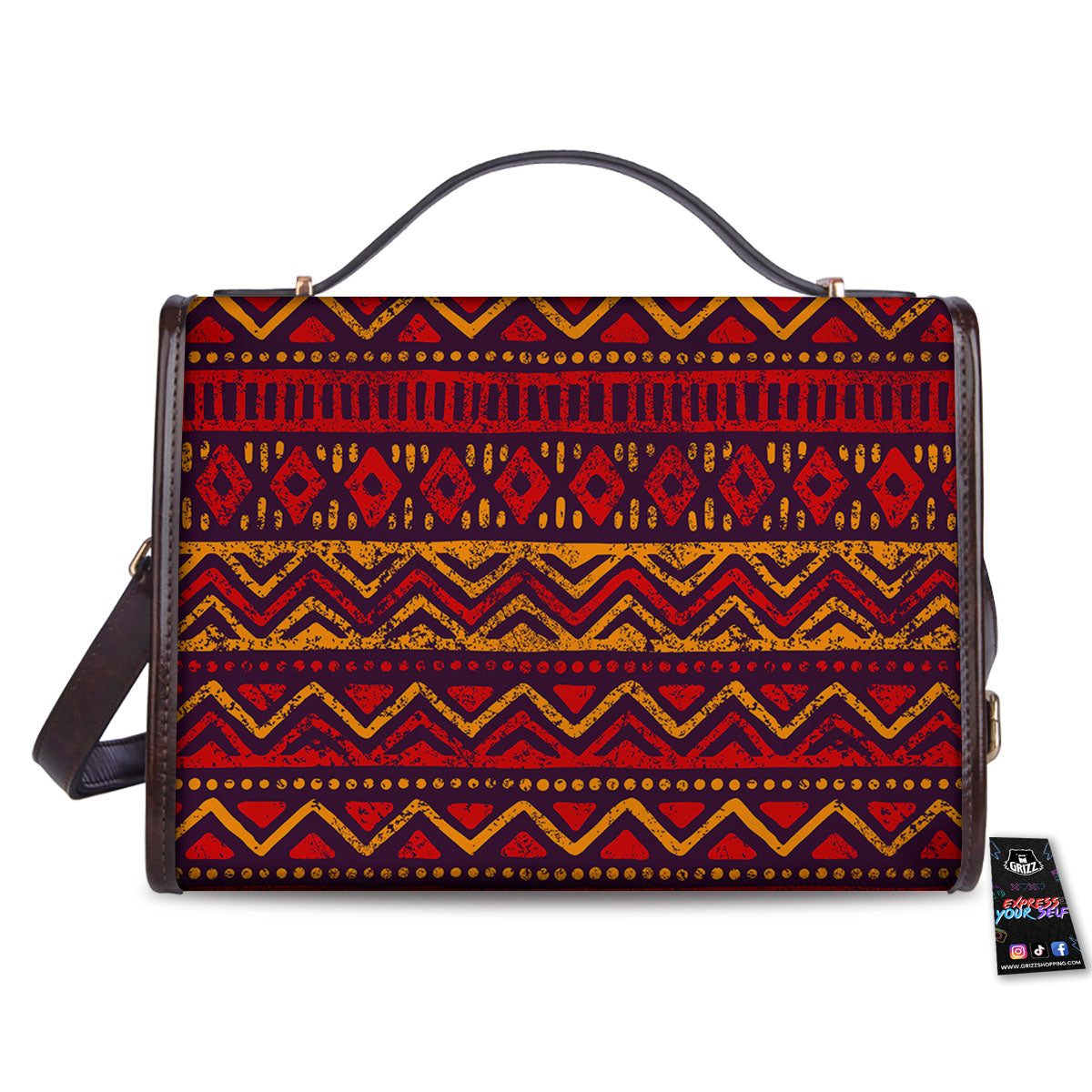 Tribal Red African Print Pattern Women's Satchel Bag-grizzshop