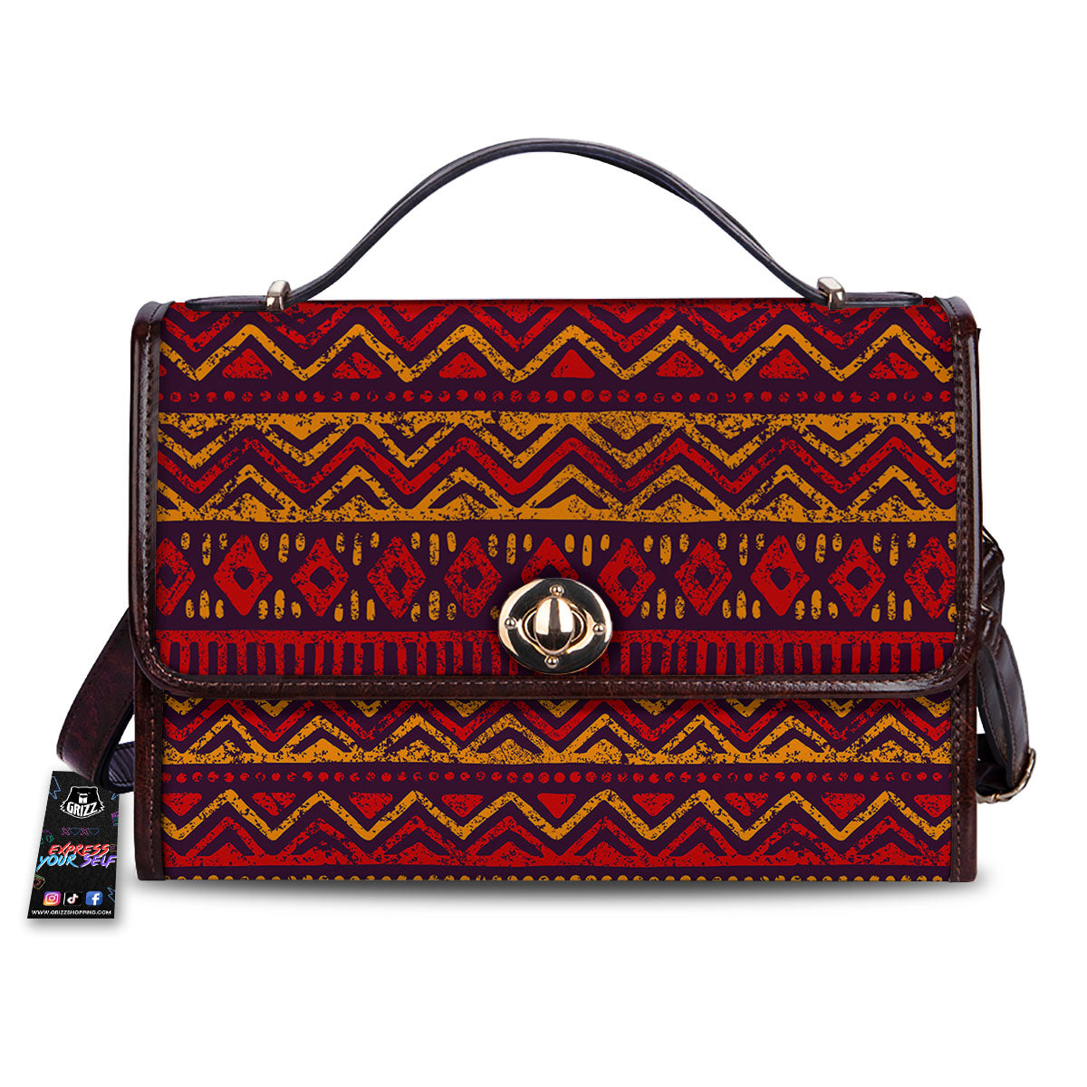 Tribal Red African Print Pattern Women's Satchel Bag-grizzshop