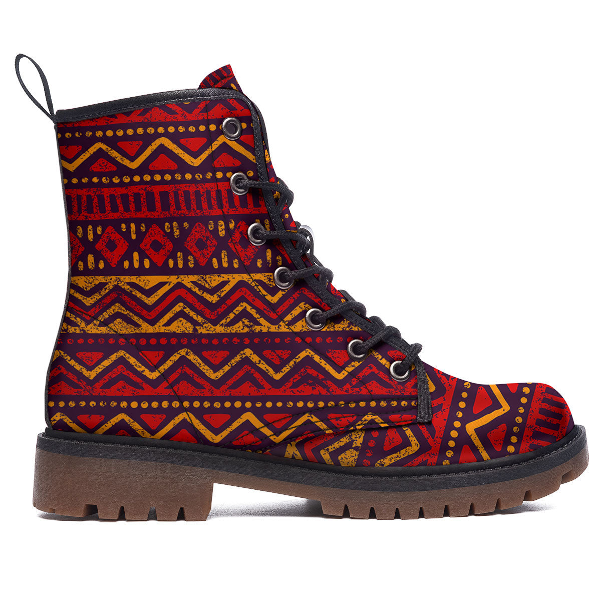 Tribal Red African Print Pattern Work Boots-grizzshop
