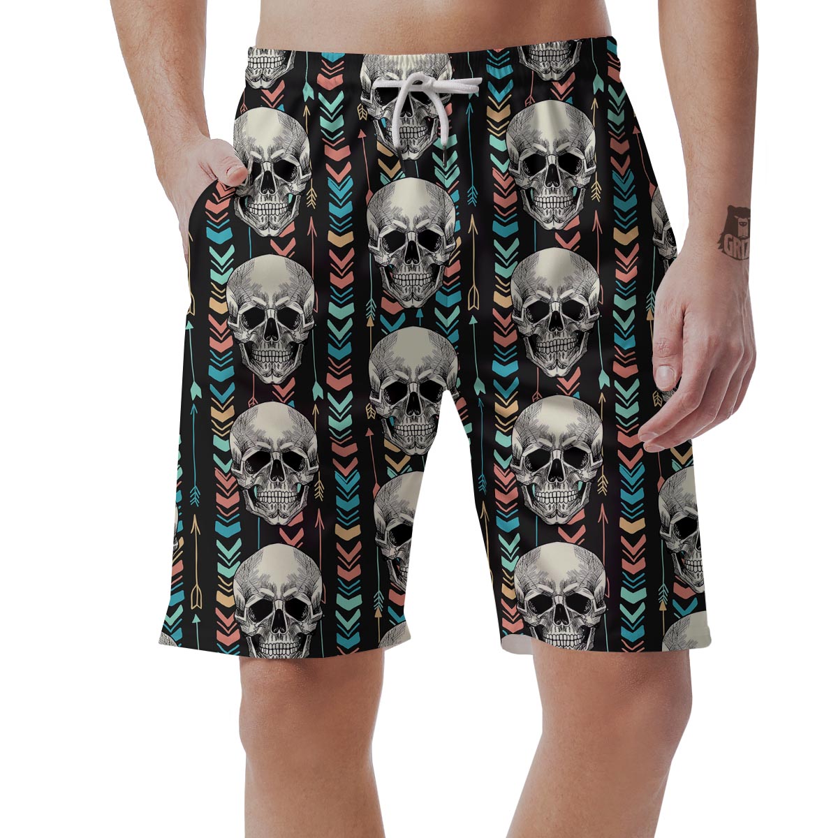 Tribal Skull Men's Shorts-grizzshop