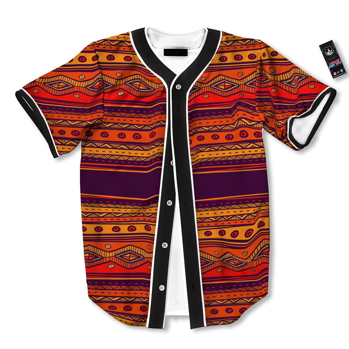 Tribal Sunset African Print Pattern Baseball Jersey-grizzshop