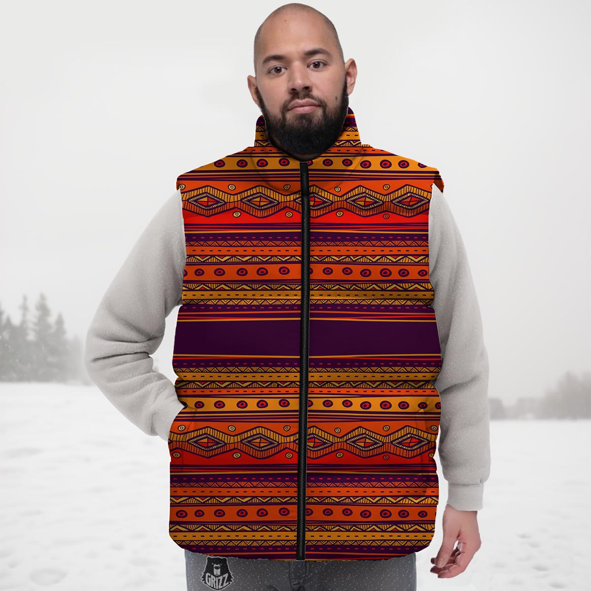 Tribal Sunset African Print Pattern Down Vest
