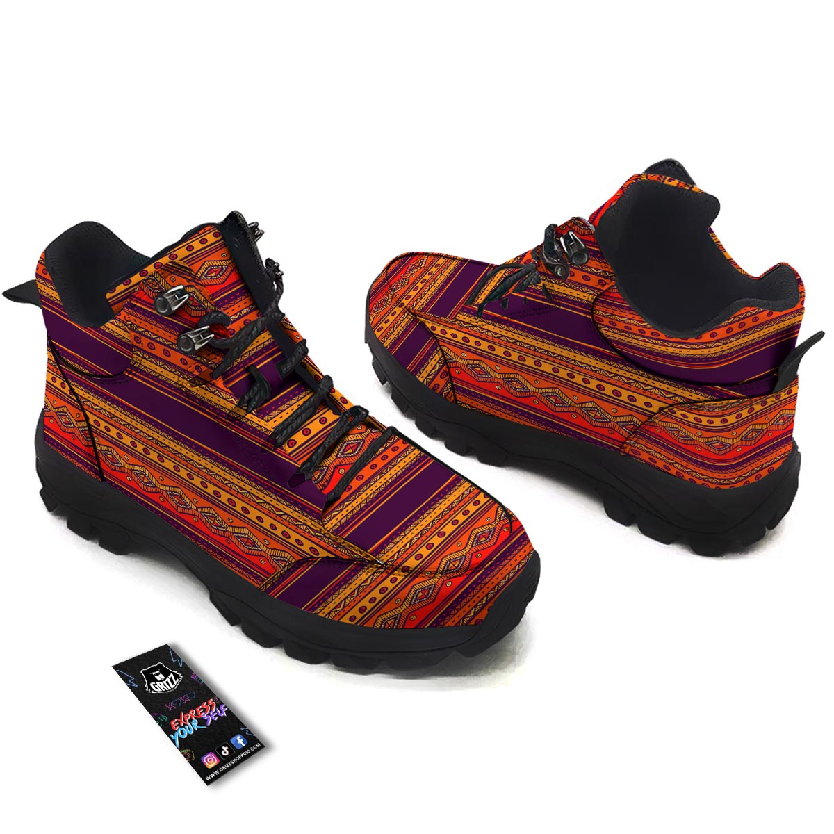 Tribal Sunset African Print Pattern Hiking Shoes-grizzshop