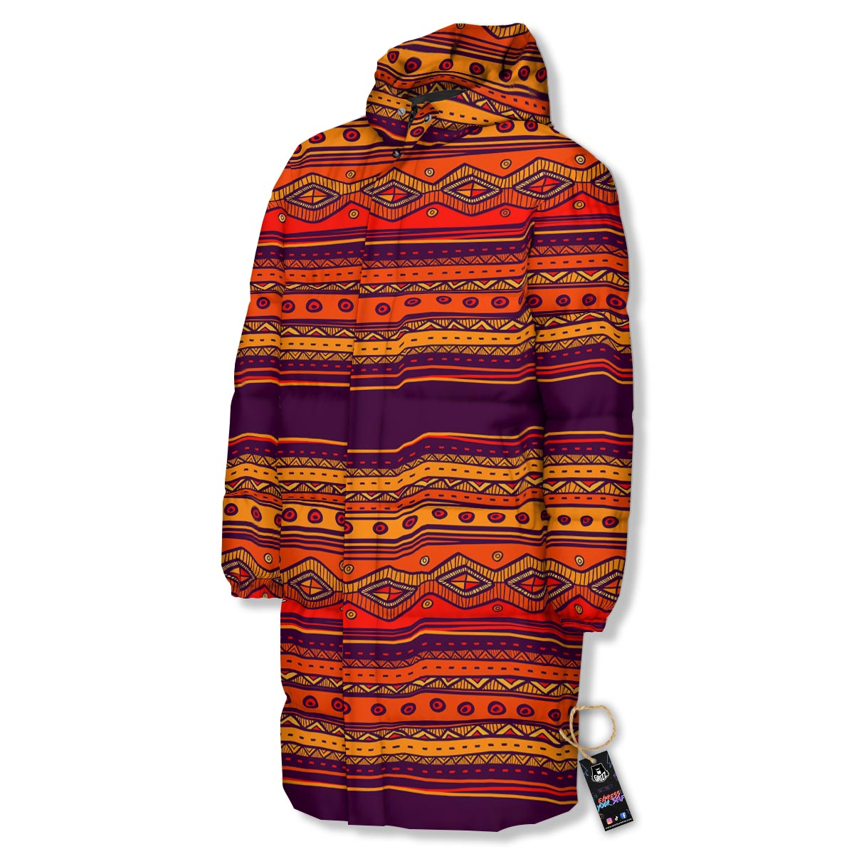 Tribal Sunset African Print Pattern Long Down Jacket-grizzshop