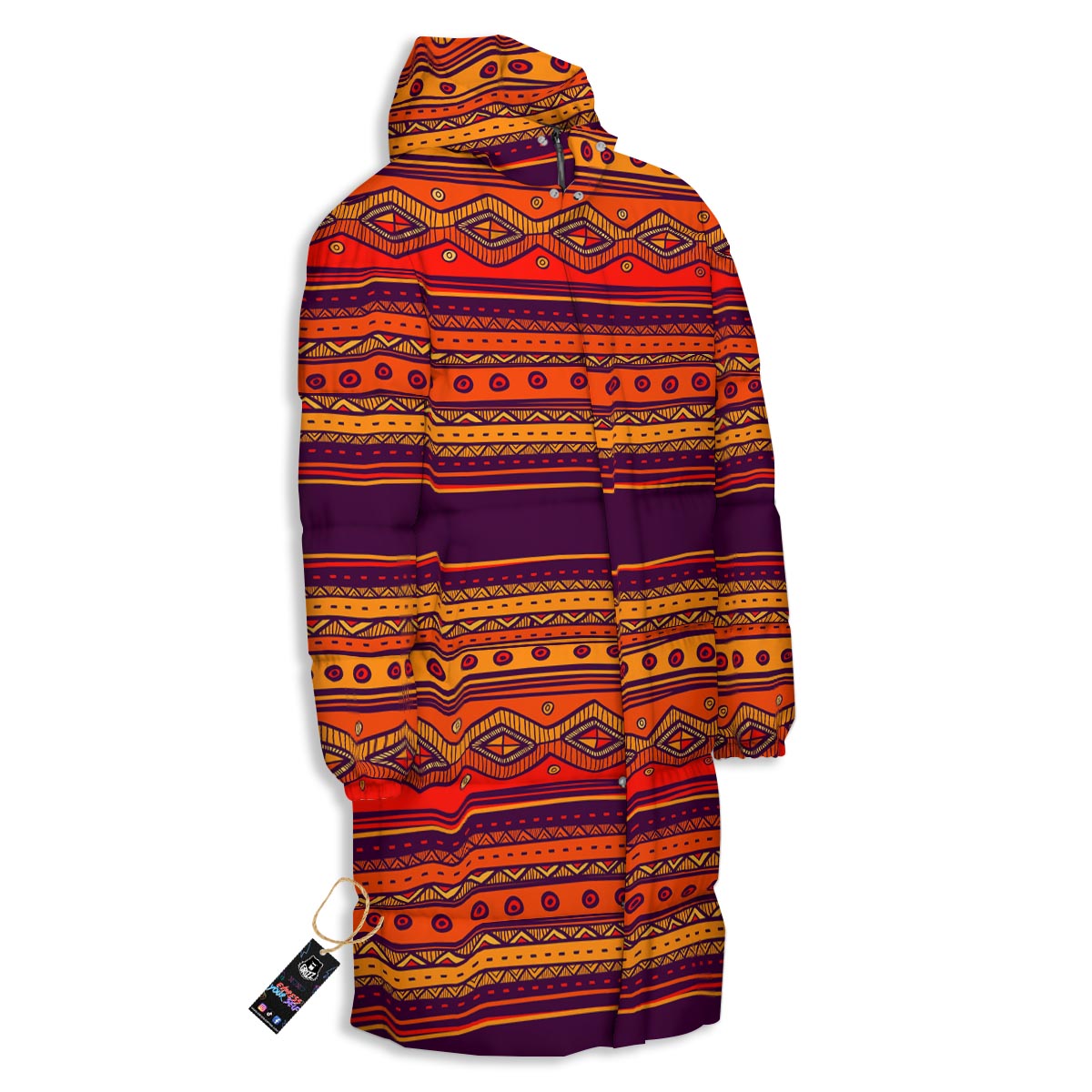 Tribal Sunset African Print Pattern Long Down Jacket-grizzshop