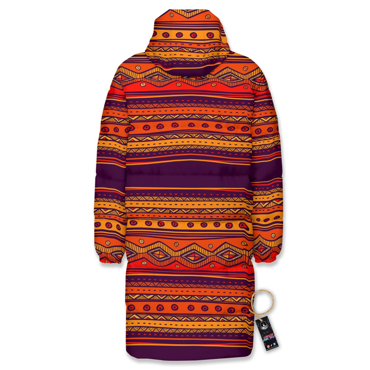 Tribal Sunset African Print Pattern Long Down Jacket-grizzshop